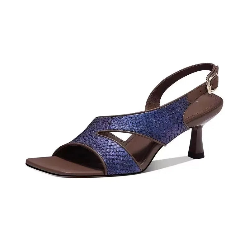 Summer New Simple Solid Color Open Heel Sandals 2025 Casual Comfortable Breathable Wear-resistant Buckle High Heels Plus Size