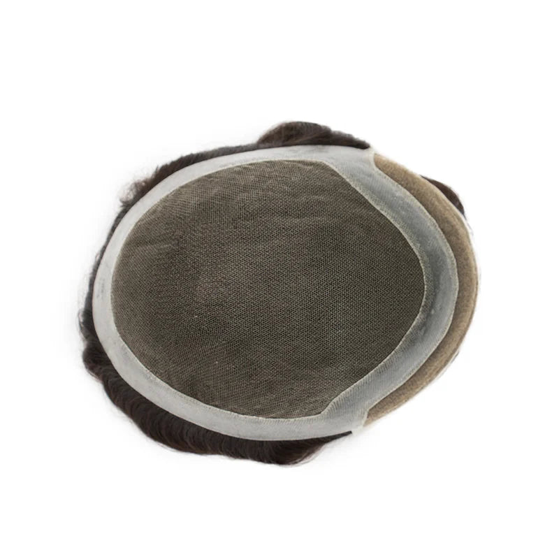 Hollywood Men Toupee Lace & PU Base Human Hair Replacement System Unit for Men Durable Male Hair Prosthesis Wigs