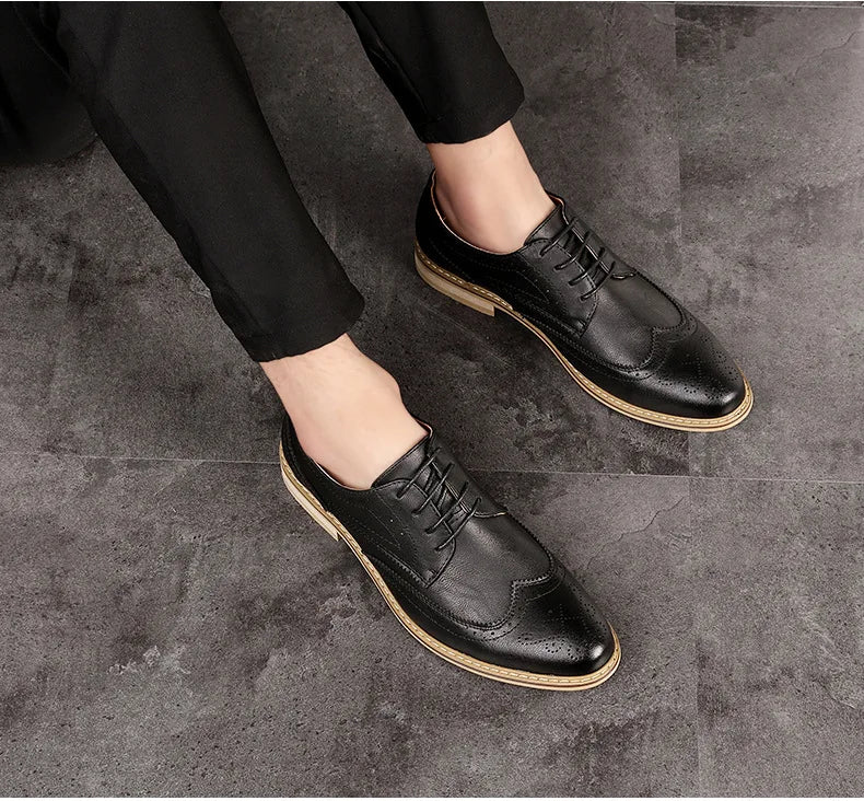 Mens Dress Shoes Breathable Business Formal Oxford Shoes for Wedding Stylist Leather Shoes