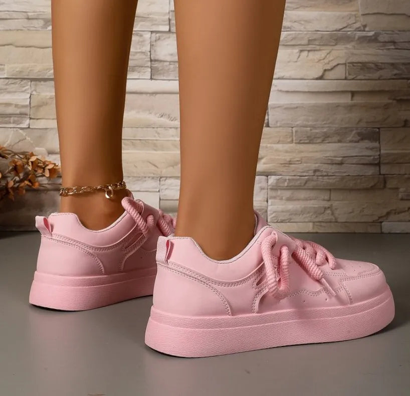 Thick-Soled Sneakers for Women 2025 Fall New Fashion Versatile Heightening Bread Shoes Casual Platform Women's Vulcanize Shoes