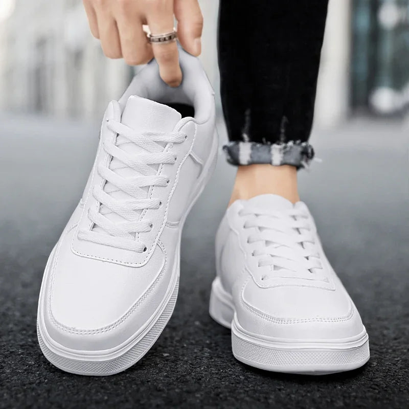 Size 50 Fashion Leather Men White Sneakers Classic Casual Shoes Outdoor Walking Shoes Couple Footwear Oversized 49 Board shoes
