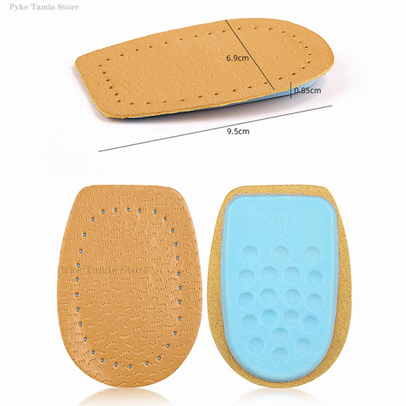 Latex Leather Heel Insoles Pads Thickened Shock-absorbing Foot Soft Cushion Shoes Care Inserts Heel Support Half-size Insoles