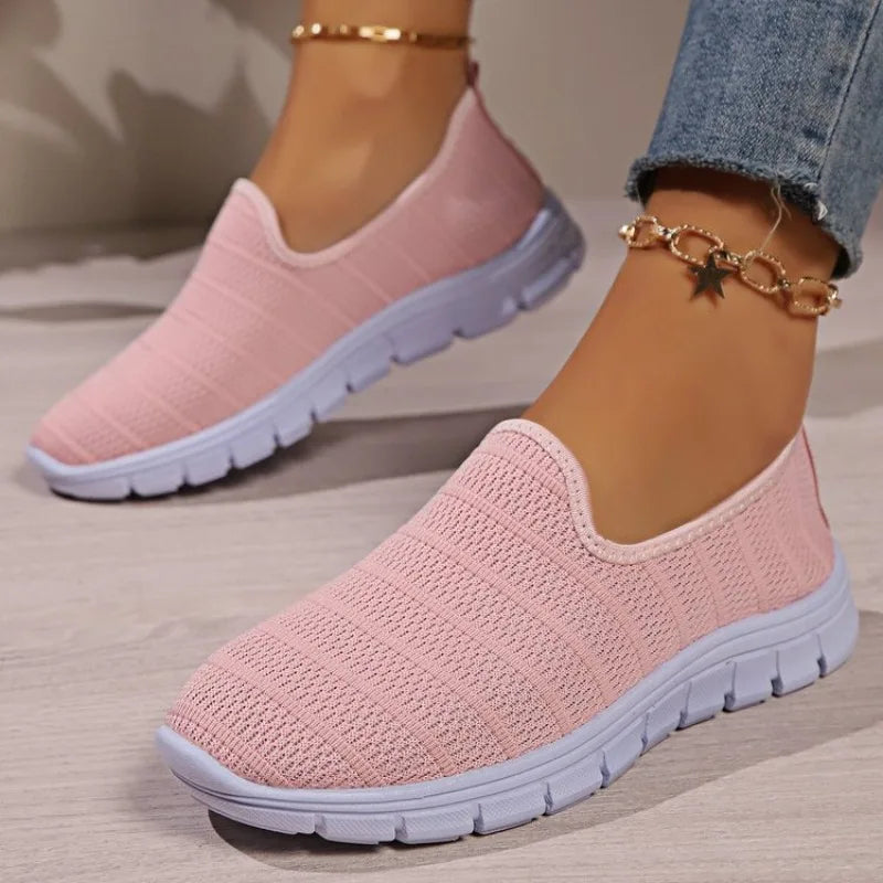 2026 Summer Sneakers Slip On Flat Shoe Women's Fashion Casual Loafers Walking Shoe Outdoor Mesh Soft Bottom Sports