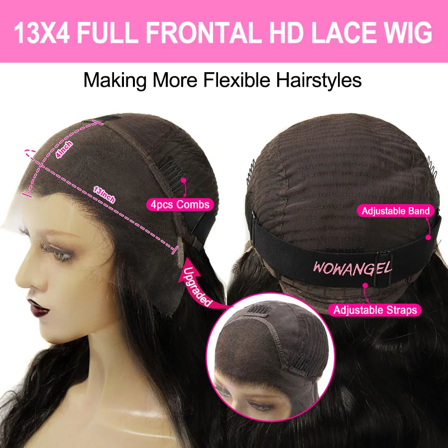 1B27 Highlight Colored Wig 13x6 HD Lace Frontal Human Hair Wig 34inch Body Wave Melt Skin 13x4 Full Frontal Wig Brazilian Hair