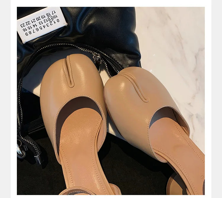 Brand Designer Tabi ninja high heels shoes woman ankle strap silver crack leather pumps split toe D'orsay mary janes shoes woman