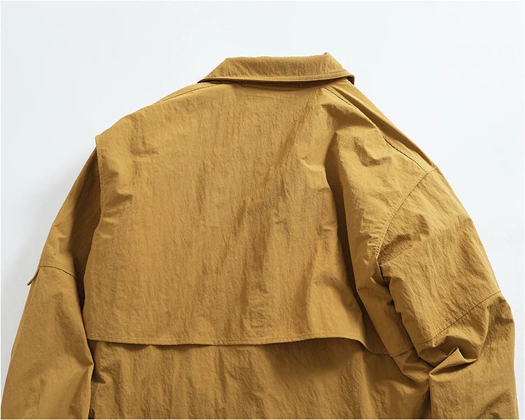 Reversible A+B fabric outdoor functional cargo jacket men's loose pocket lapel retro American casual jacket