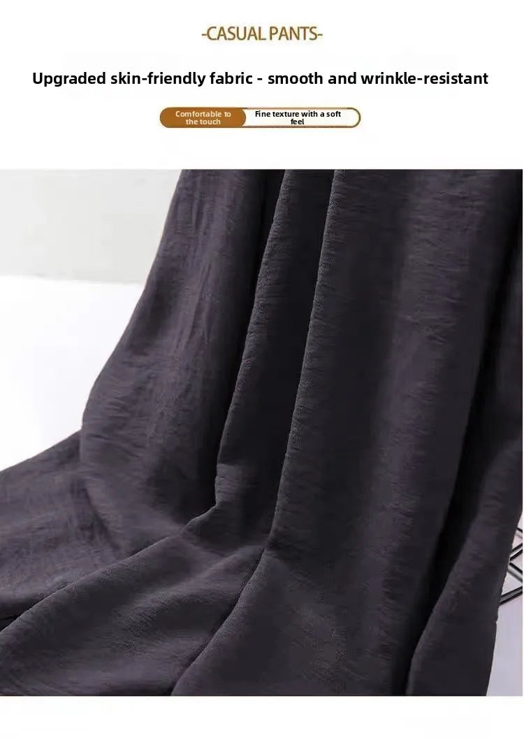 Ice Sensation Women's Summer 2025 New Wide Leg Pants Loose Casual Long Trousers Mom Korean Sle High Waist Polyester Fiber