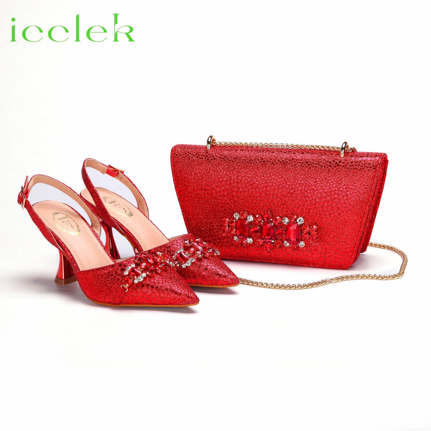 New Arrivals Special Design Pink Color African Women Shoes and Bag Set Pointed Toe Sandals for Wedding Party