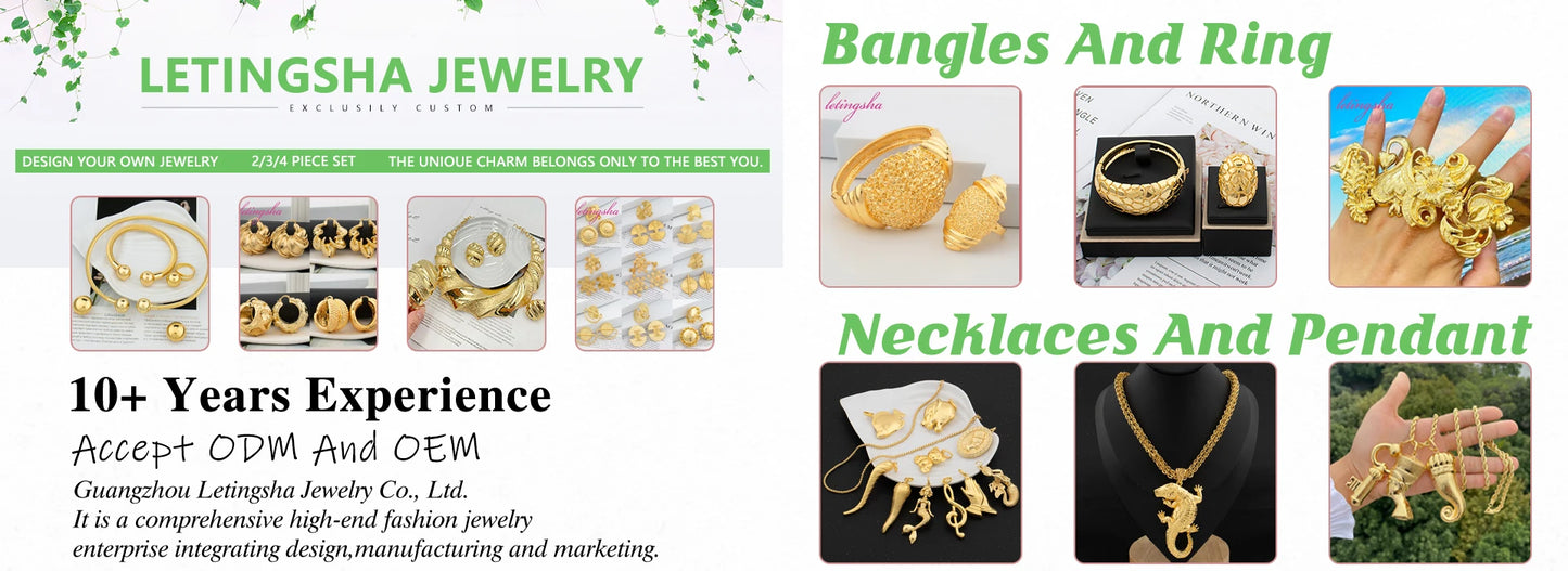 French Fashion New Collecation Jewelry African Gold Color Earrings Rings Sets Dubai Classic Women's Necklace Earrings Set Party