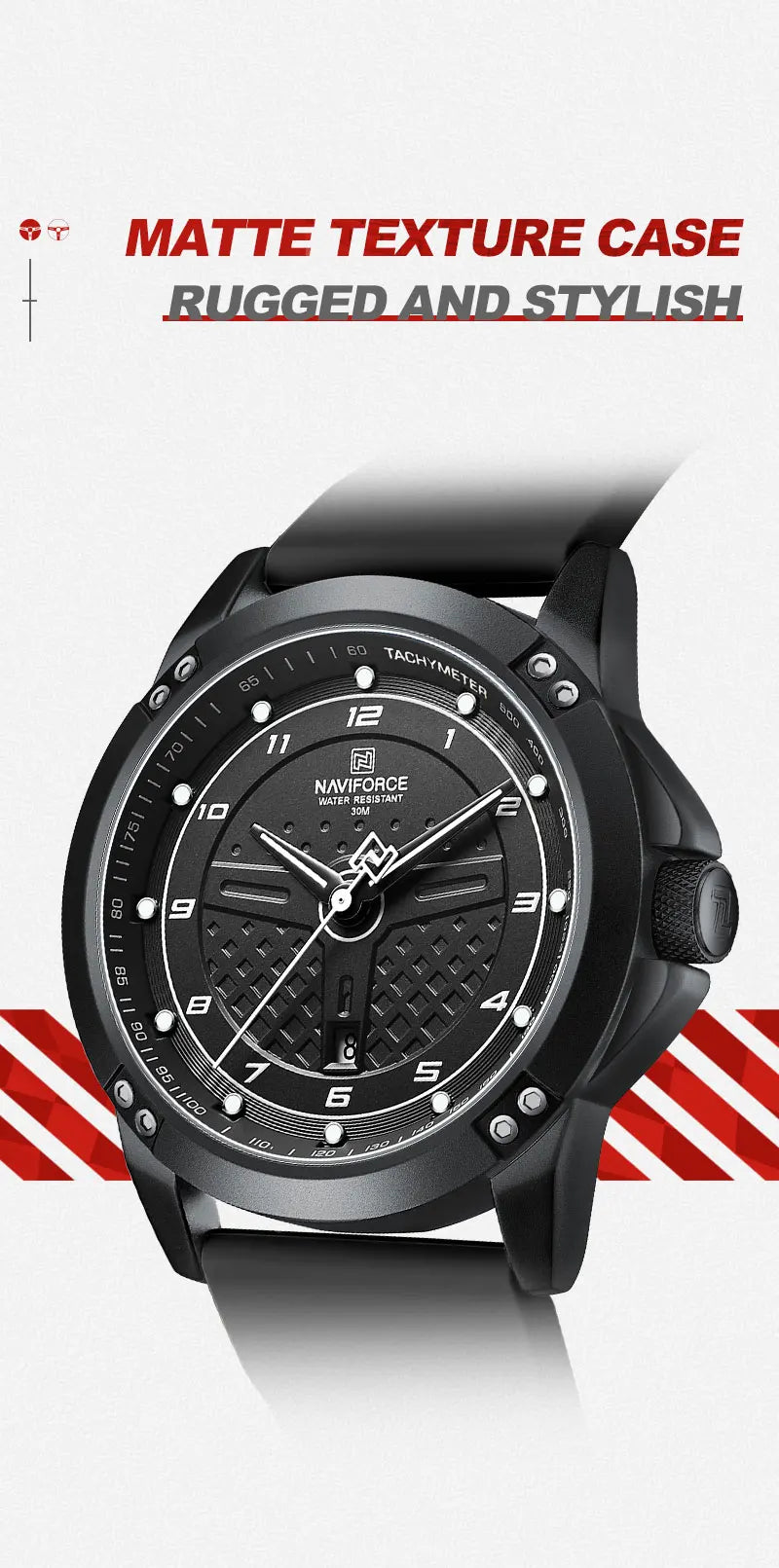 NAVIFORCE Trend Quartz Wristwatch Fashion Waterproof Men's Watches Sport Silicone Strap Male Luminous Clock Relogio Masculino