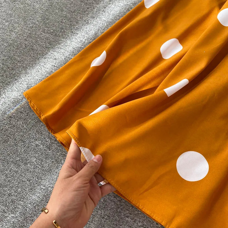 YuooMuoo Chic Polka Dot Print Women Dress Summer Vintage Swing Midi Party Dress