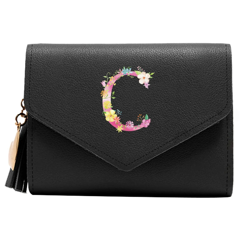 Purse Female Mini Wallet Cute Purse Pink Letter Pattern Slim Wallet RFID Blocking Credit Card Holder Coin Pocket ID Window