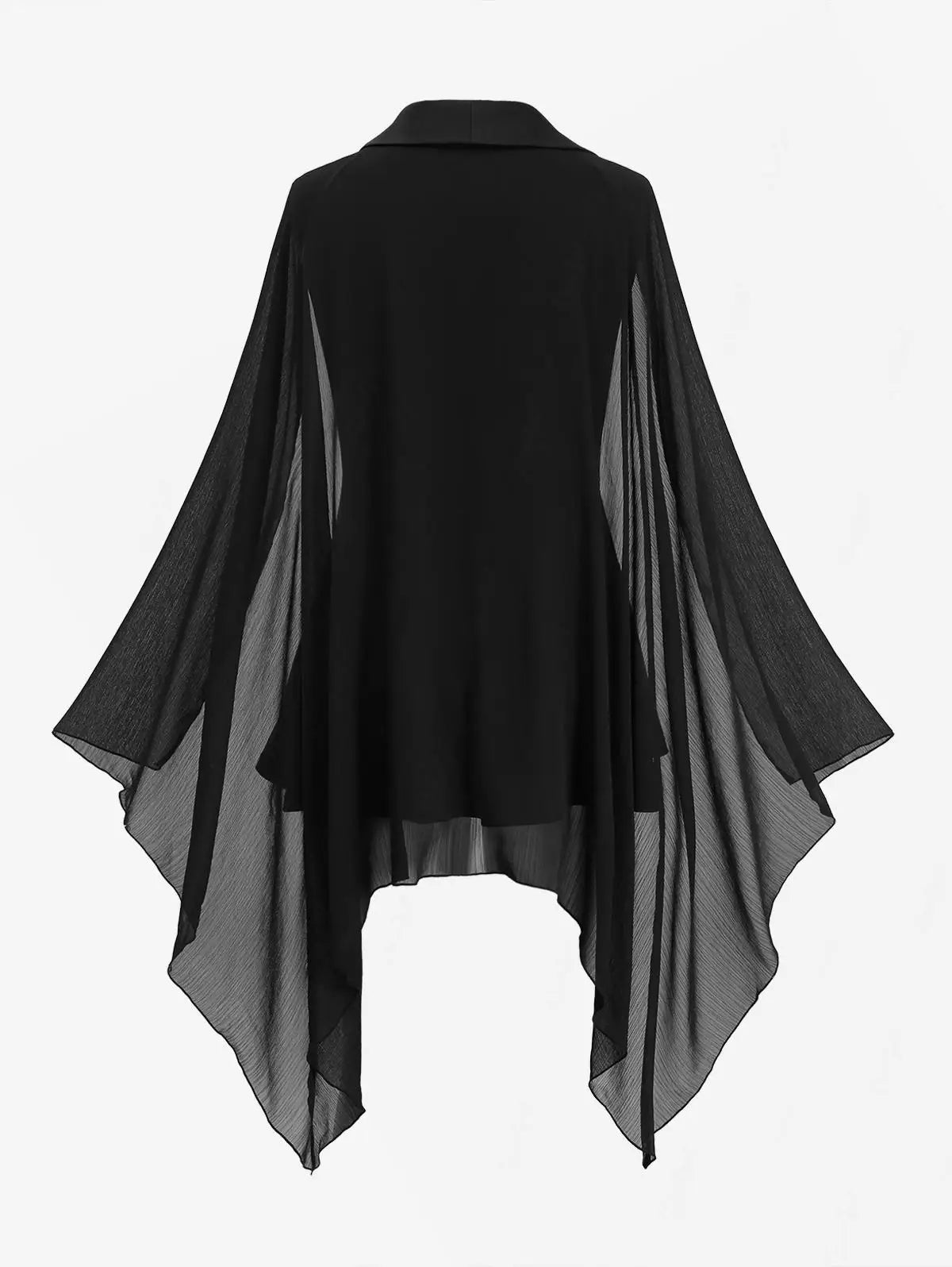 Gothic Coats For Women Plus Size Black Lace Up Skull Zipper Chiffon Bat Sleeves Coat Spring Autumn SY2 Outwears
