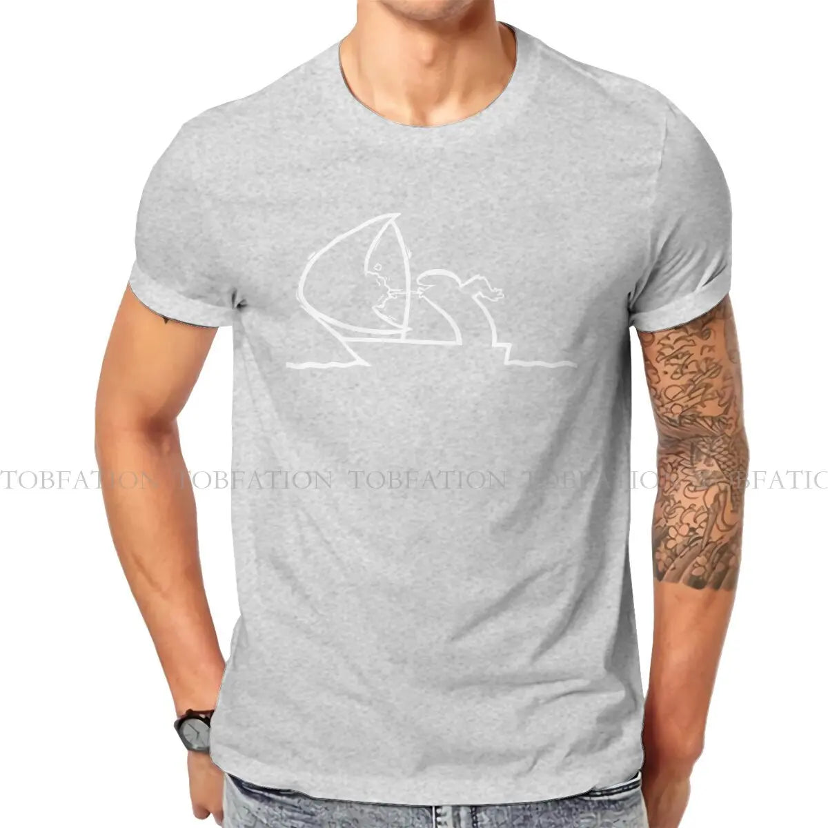 Sailing TShirt For Men La Linea The Line Osvaldo Cavandoli TV Camisetas Style T Shirt Comfortable Print Loose