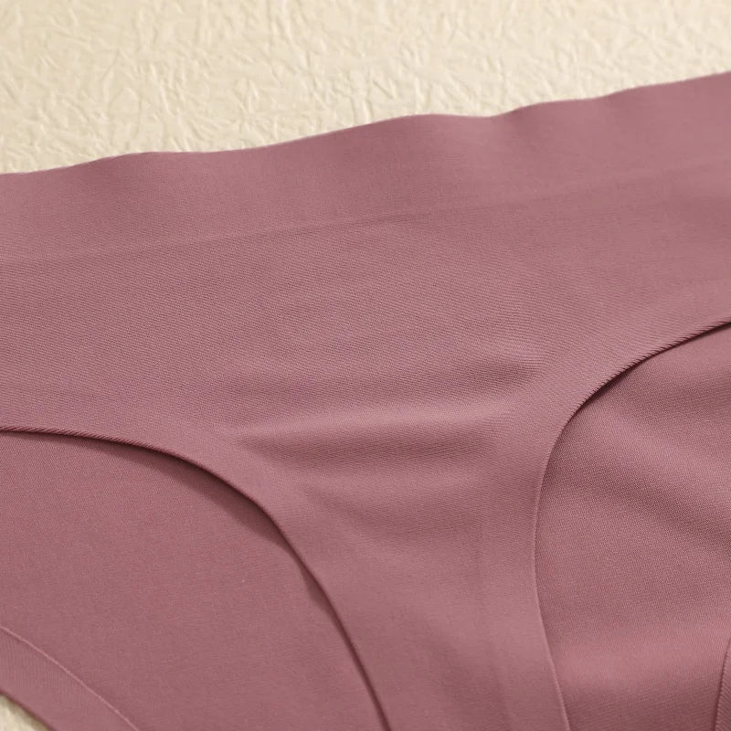 6PCS Women's S-XL Seamless G-String Underpants Low Rise Solid Color Ice Silk Undewear Female Traceless Soft Comfortable Lingerie