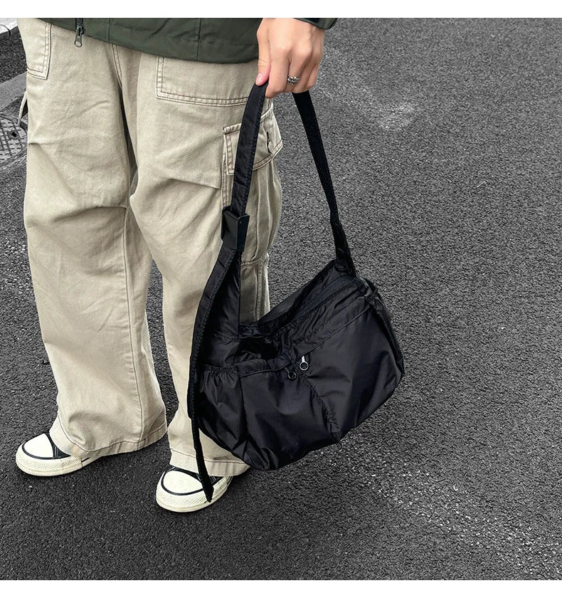 Outdoor Portable Crossbody Bags for Men and Women Commuter Waterproof Youth Shoulder Bag Solid Color Lightweight Female Tote