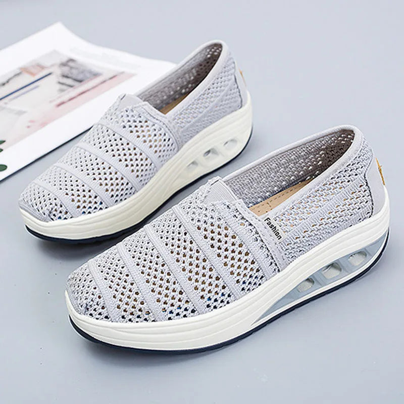 Women's Mesh Breathable Loafers Solid Color Slip On Summer Platform Sneakers Women Walking Casual Shoes Zapatos Mujer WSH5094