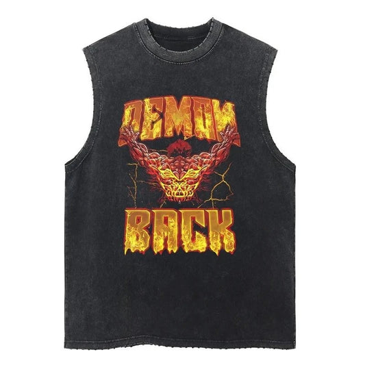 Baki Hanma Men and Women Washed Vest Demon Back Yujiro Hanma Baki Hanma Japan Anime Print Summer Cotton Vintage Vintage Tank Top