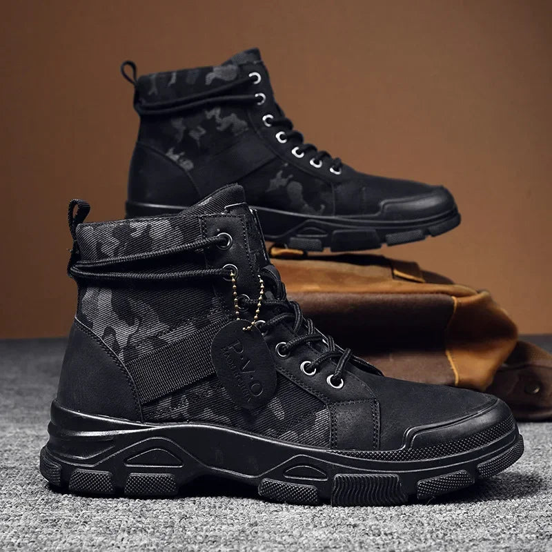 2024 New Men Military Tactical Men's Boots Special Force PU Leather Waterproof Desert Combat Ankle Boot Army Work Men Shoes EVA