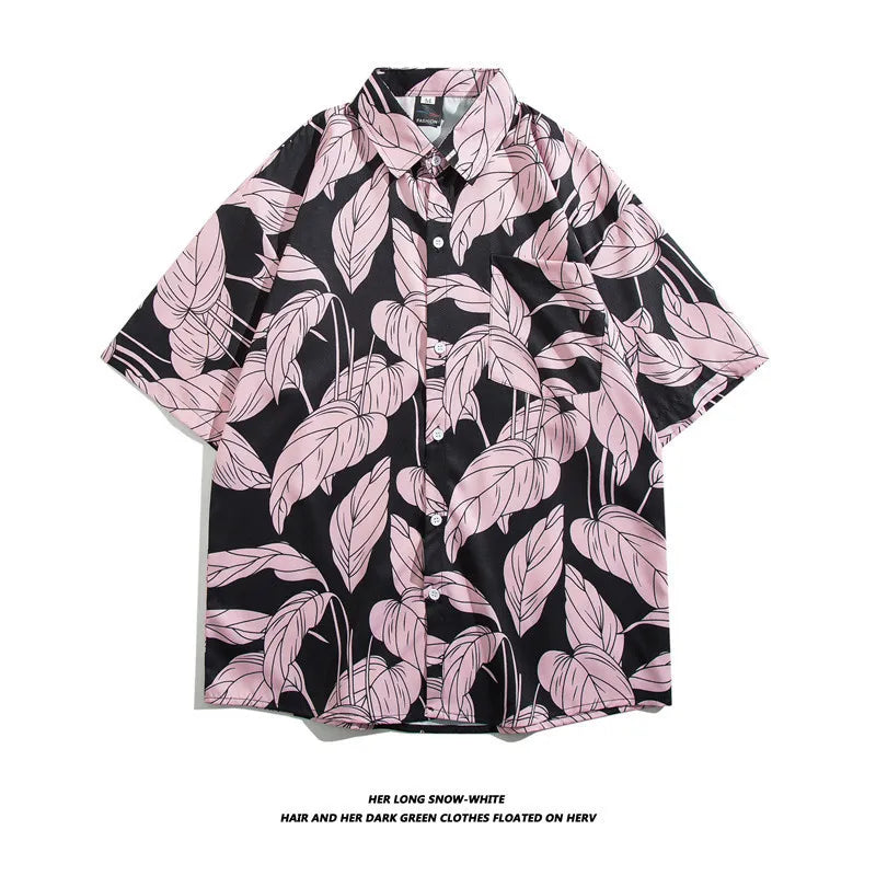 Men's Hawaiian Polyester Summer Short Sleeve Shirt Tropical Leaf 3D Pattern Printing Beach Male Shirts Casual Blouse For Men