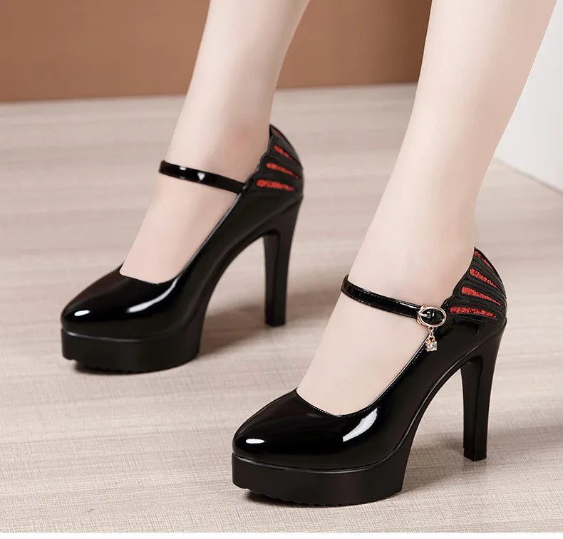 11cm Small Size 32-43 White Wedding Shoes Patent Leather Platform Pumps 2026 Formal Thin High Heels Shoes Model Office Party