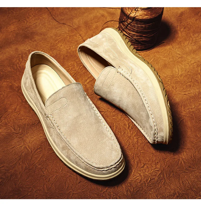 Men's Suede Casual Leather Shoes Fashionable Breathable Comfortable Driving Shoes Men Shoes
