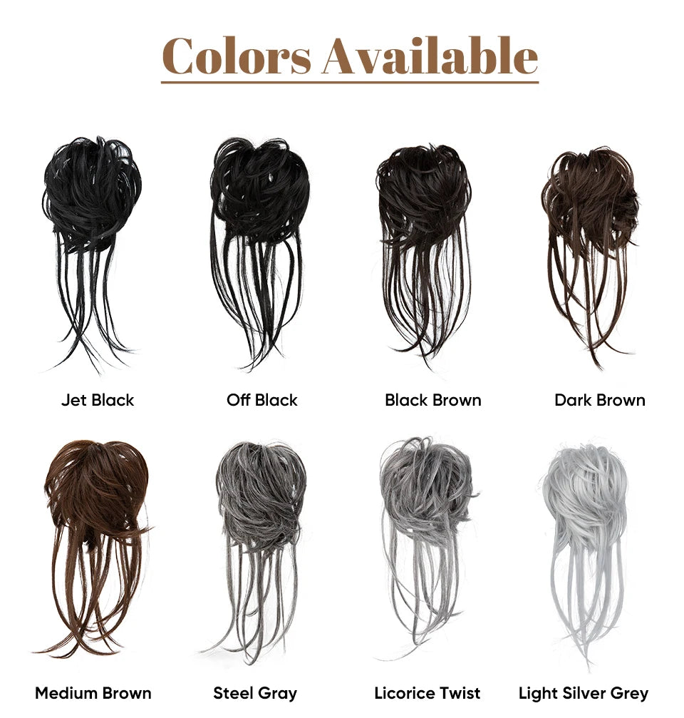 Synthetic Elastic Messy Bun Hairpieces Curly Scrunchie Black Blonde Brown Chignon Band Updo Donut For Women Natural Fake Hair