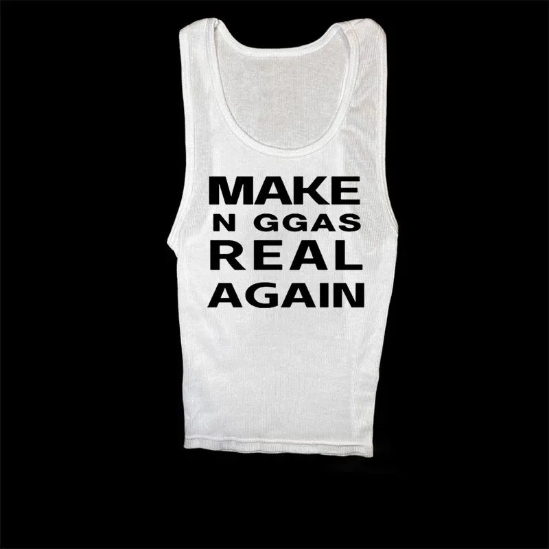 Y2K Gothic Hip Hop Womens Tank Top Harajuku Punk Letter Print Crop Streetwear