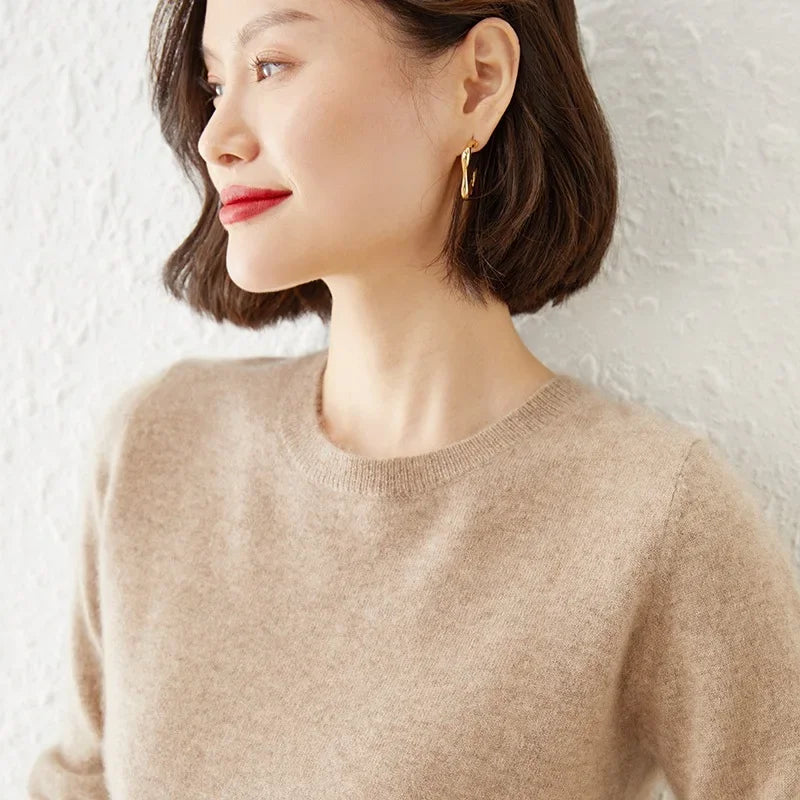 Autumn Winter Women's Sweater O-neck Cashmere Solid Pullovers Slim Bottoming Shirt Long Sleeve Casual Basic Pull Femme Sweater