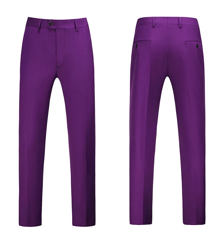 British Style Solid High Waist Trousers Men Formal Trousers High Quality Slim Fit Business Casual Suit Pants Groom Wedding Dress