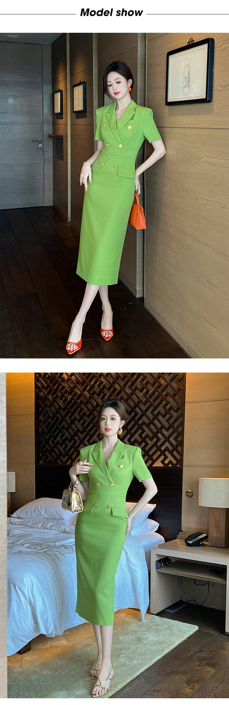 Elegant Office Lady Classic Business Formal Pencil Dress Women Clothes Blazer Commute Short Sleeve High Waist Slim Midi Vestidos