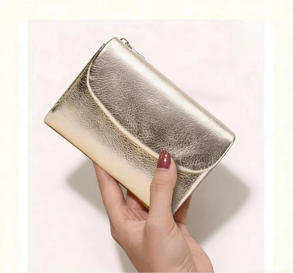 Short Genuine Leather Wallet Women RFID Card Holder Purse Ladies Mini Soft Real Cow Leather Clutch