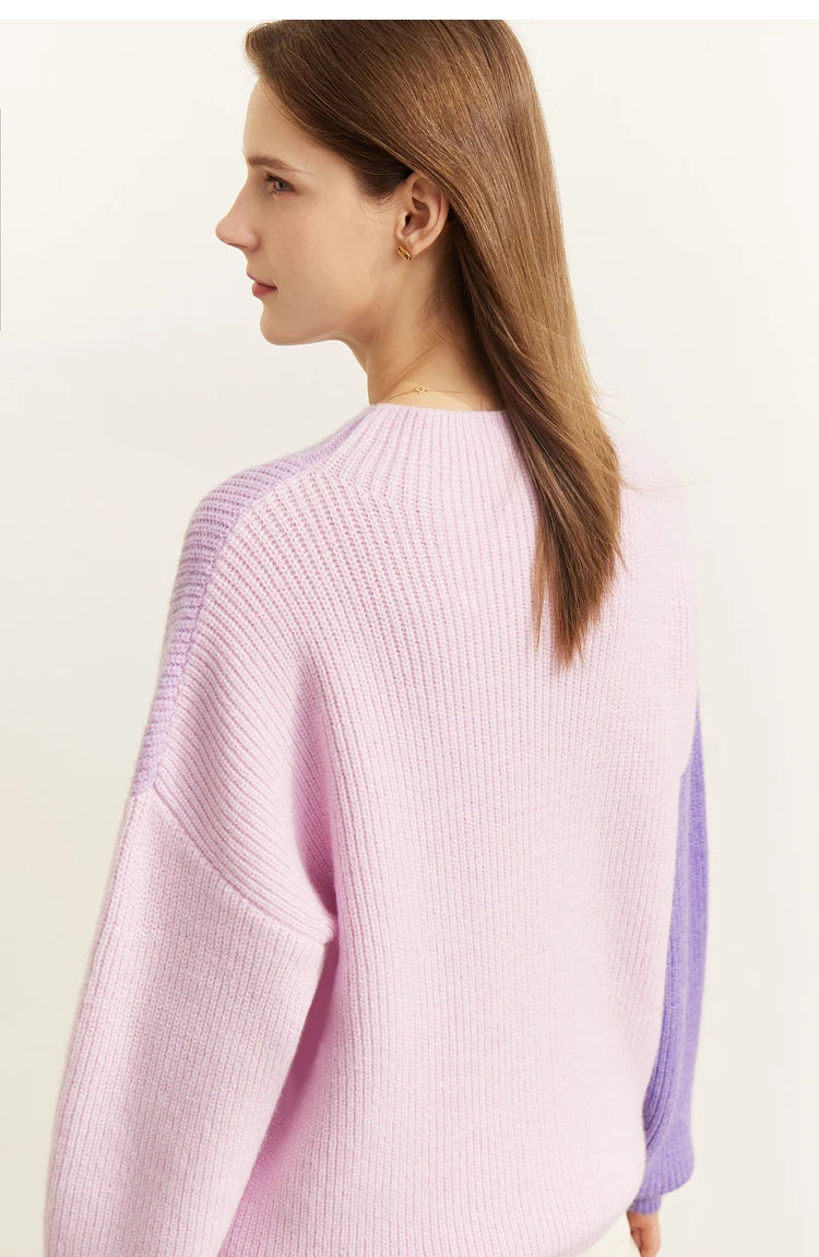 AMII Minimalism Sweaters Women 2024 Spring Street wear Spliced Knitted Top Drop Sleeve Loose Full Pullovers Sweaters 12344144