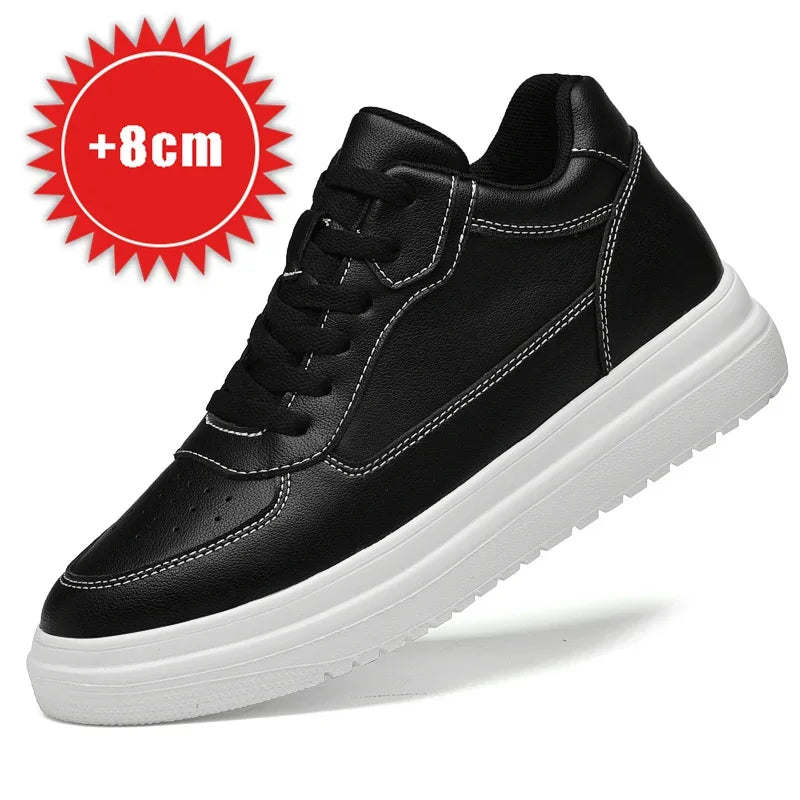 6 8 10cm Height Increasing Men Shoes High Quality Casual Leather Shoes Lace Up Platform Vulcanized Shoes Luxury Sneakers for Men