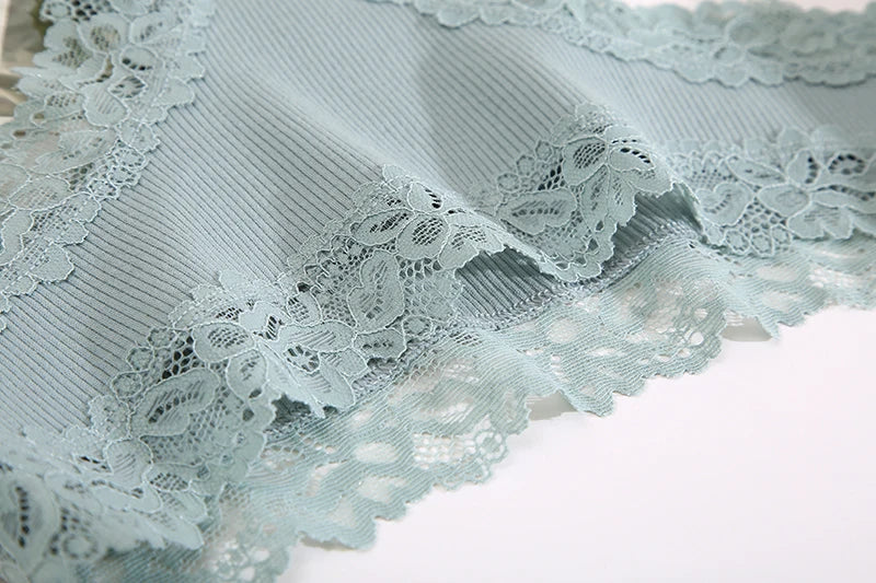 Lace Seamless Brazilian Panties Ribbed Cotton Low Waist Women's Panties Breathable Girls Underwear Plus Size Lingerie S-XL