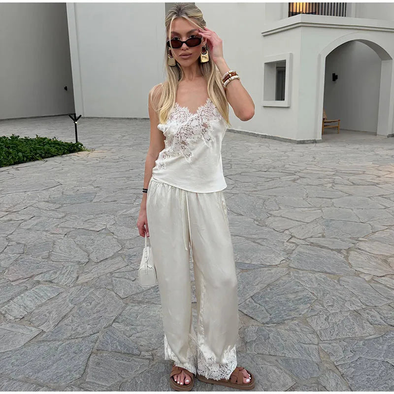 Lace Women's Top Cami Tank Top Cutout Bandeau Cami Ruched Hem Design Solid Minimalist Design 2026 Summer Style