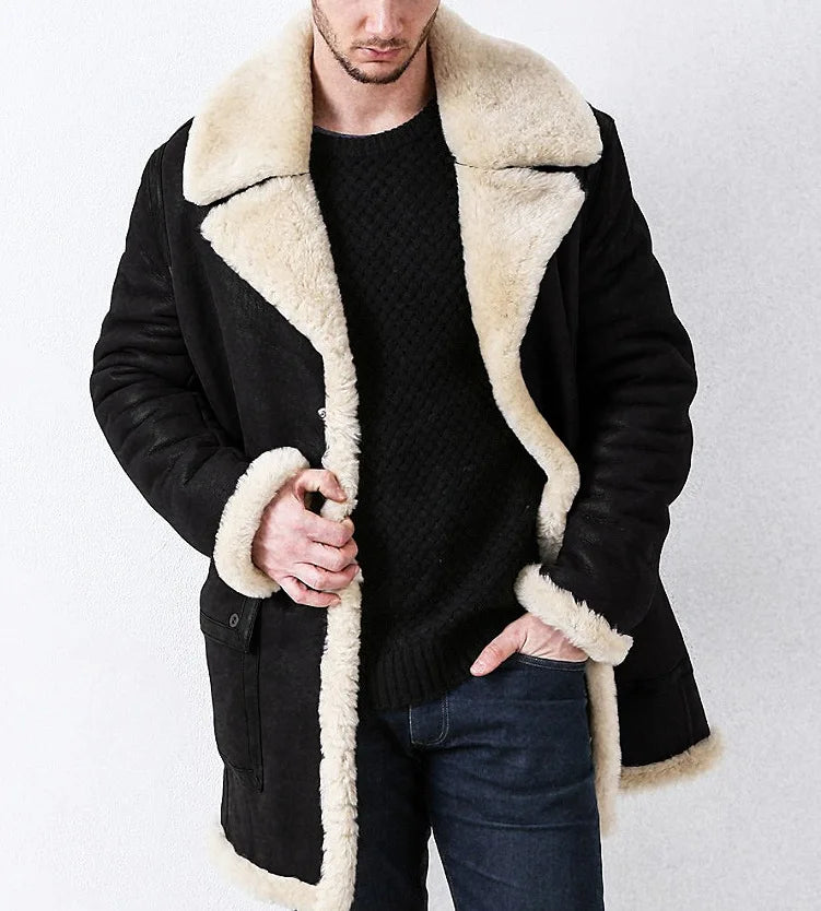 2025 Men's Coats Winter Jackets Leather and Fur Integrated Autumn Winter Products Thickened Faux Fur Long Jacket Male Clothing