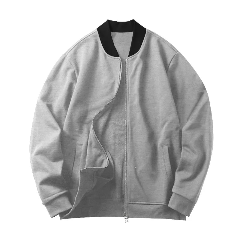 Autumn new solid color jacket men trendy shoulder design stand-up collar large size suit spring and fall fashion