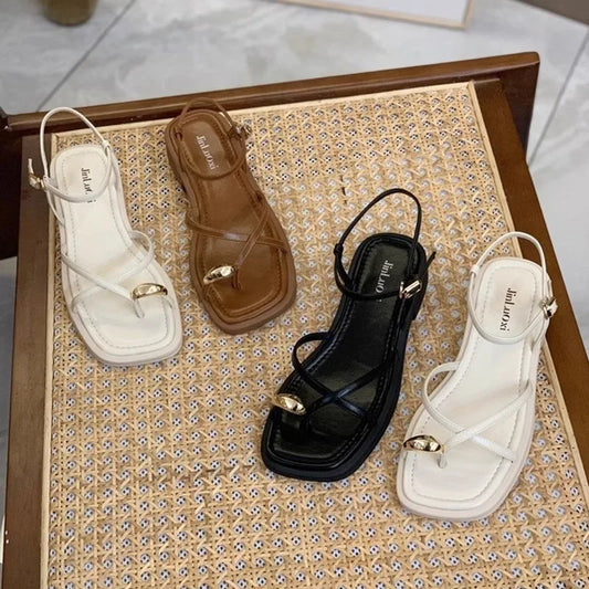 High Heel Sandals for Women New Summer 2025 Girls Low Heel Comfortable Sports and Casual Solid Sandals for Women Sandalias