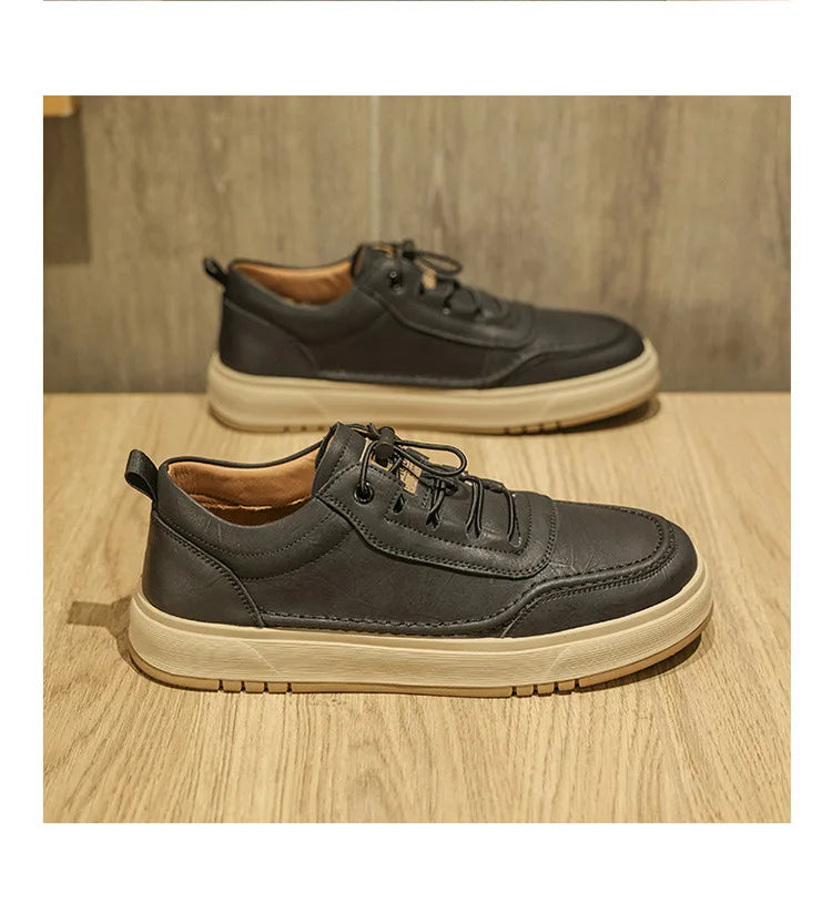Fashion Cow Leather Casual Sneakers for Men 2025 Designer Soft-sole Men's Board Shoes Spring Autumn Sports Zapatos Para Hombre