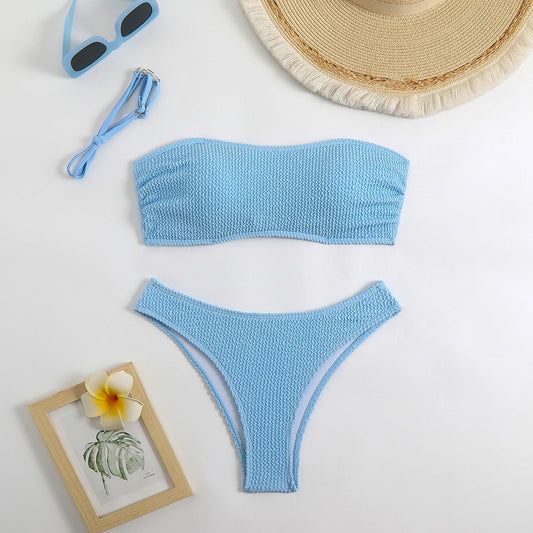 2026 Bikinis Sexy Bandeau Swimsuit Women Solid Swimwear Female Bathers Bathing Swimming Swim Suit Beachwear