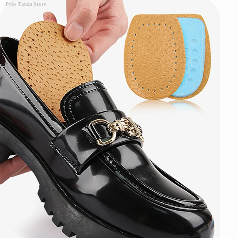 Latex Leather Heel Insoles Pads Thickened Shock-absorbing Foot Soft Cushion Shoes Care Inserts Heel Support Half-size Insoles