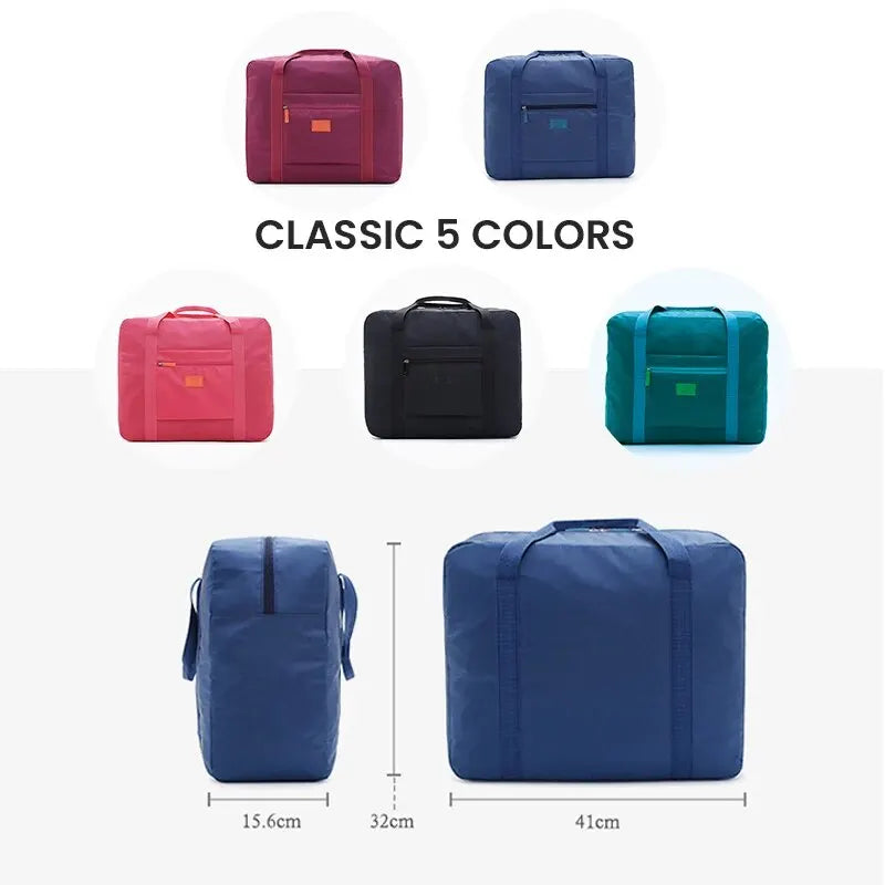 Lightweight Foldable Travel Duffel Bag Unisex Tote Carry-On Luggage for Weekenders Overnight Stays Trips Suitcase Organiser Bags