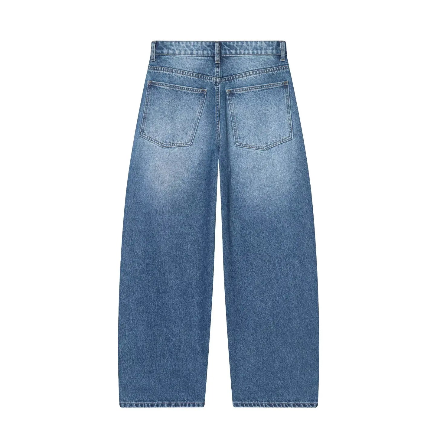 HH Women Fashion Baggy Straight Jeans Casual Loose Mid Waist Denim Pants Autumn Female High Street Chic Trousers Jeans
