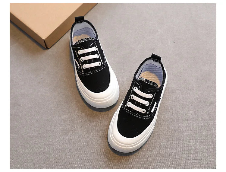 Children Sport Canvas Shoes Boys Casual Shoes Girls Soft Sole One-legged Cloth Fashion Student Single Shoes Flats