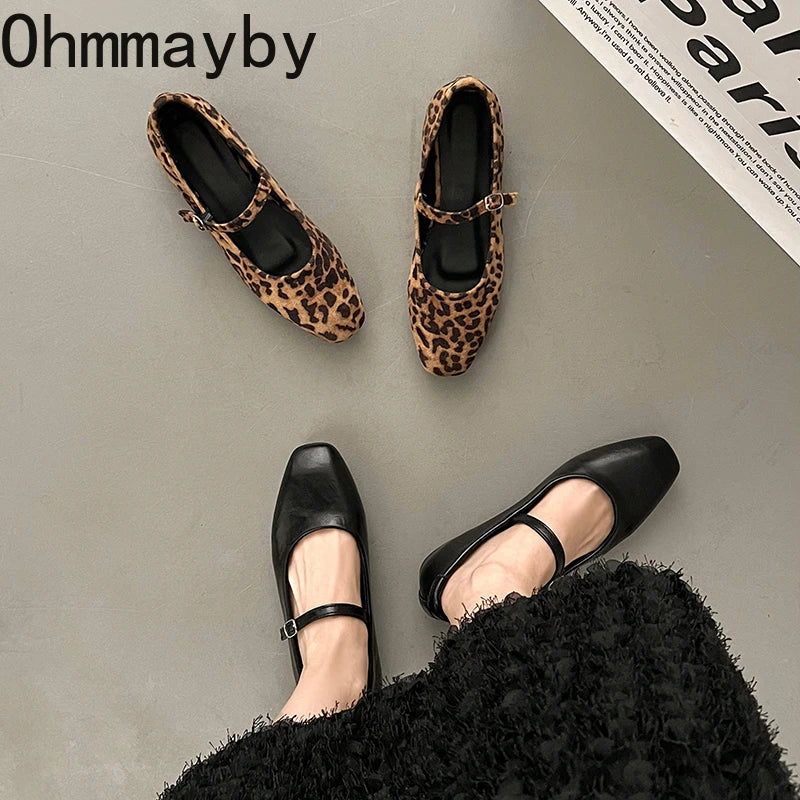 Leopard Print Women Loafers Flats Fashion Shallow Shoes 2026 Spring Ladies Elegant Soft Sole Mary Jane Shoes