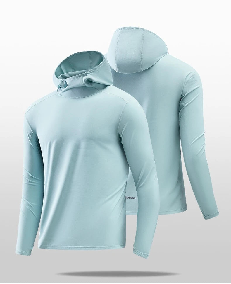 Lightweight Hooded Long-Sleeve Top for Outdoor Sports: Sun Protection, Breathable, Moisture-Wicking, Elastic Unisex