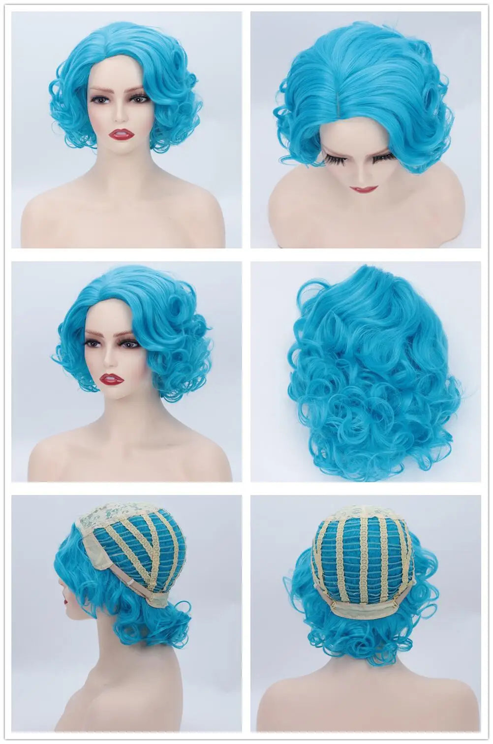 GNIMEGIL Synthetic Cosplay Wig Short Curly Hair Platinum Blonde Wigs for White Women Fluffy Curls Flip 60s Gatsby Hairstyle Wigs