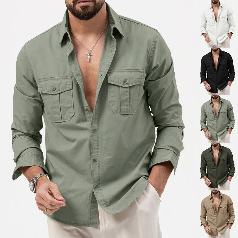 Men's Fashionable Coat - Spring/Autumn Season - Slim Fit Style - Retro Design - Casual Button-Up Coat - Long-Sleeved Outerwear