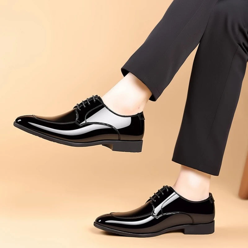 Business Men's Dress Shoes Patent Leather Trend Mens Party Shoe Soft Sole Casual Shoes Plus Size 38-48 Men Shoes High Quality